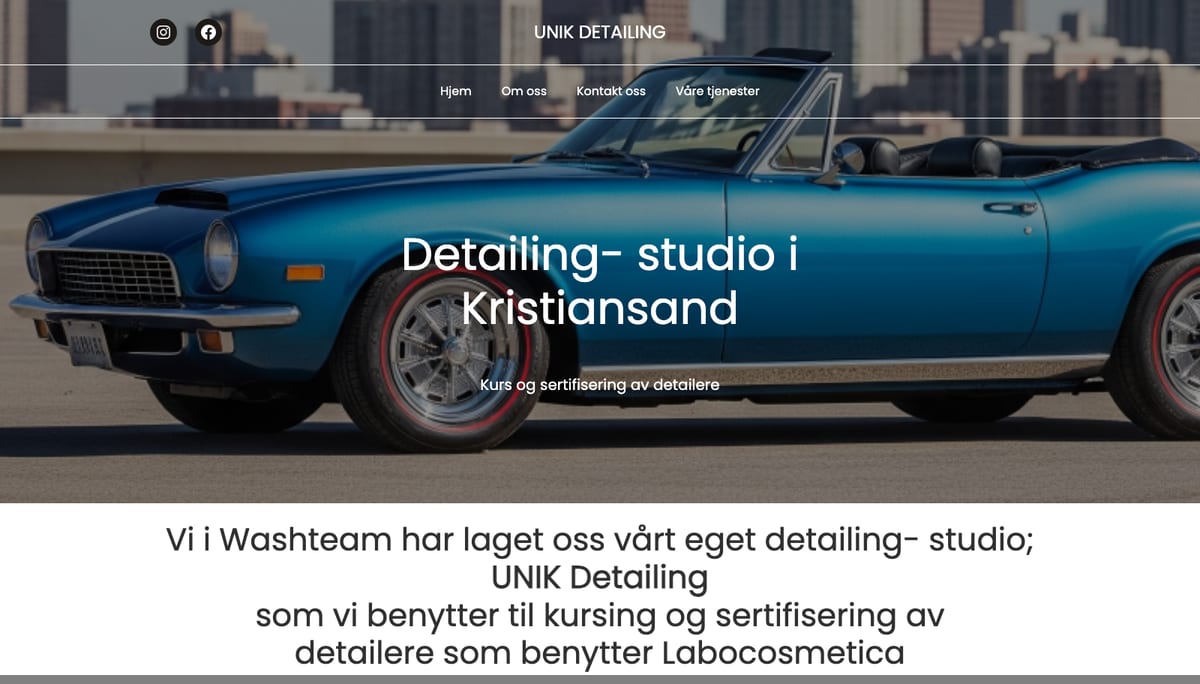 Skjermbilde av unikdetailing.no — detailing-studio i Kristiansand